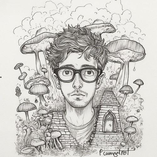 吃瓜人物创意画线描,趣味横生的线条世界